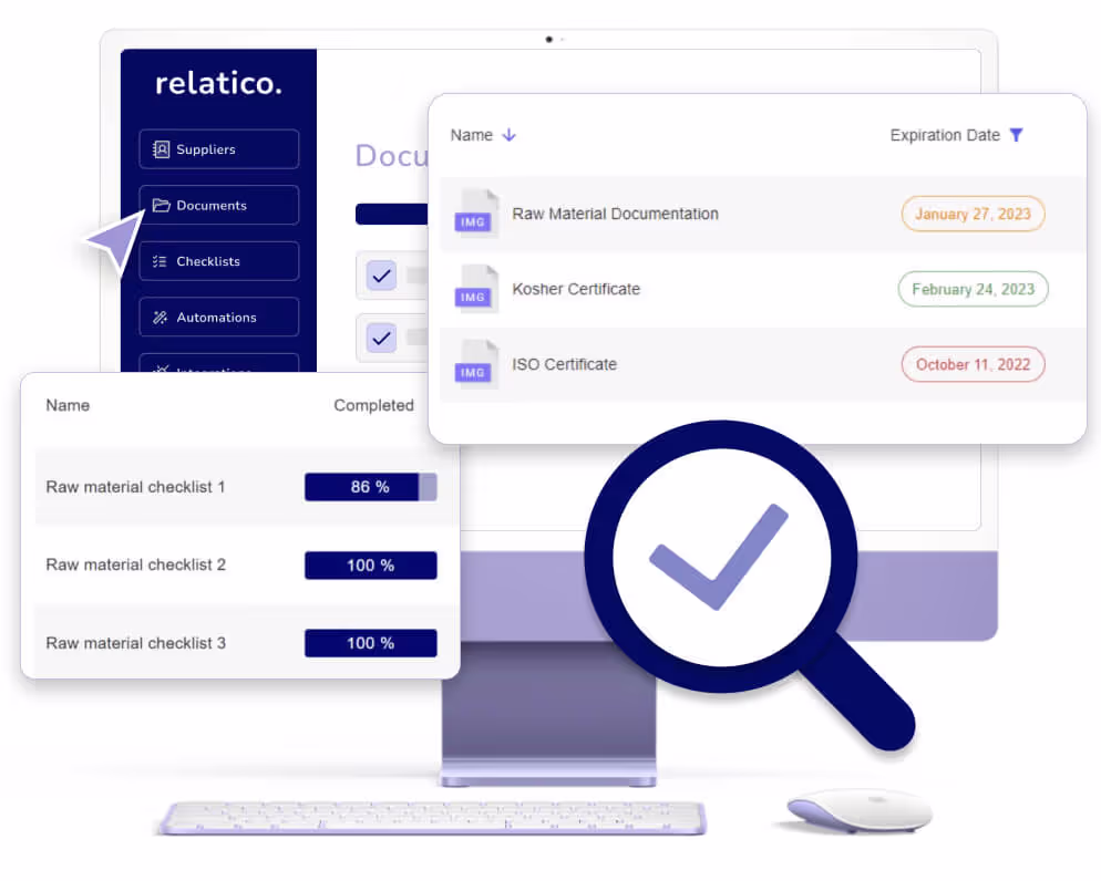 Exemplo das funções de auditoria do Relatico. O Relatico é um software de gerenciamento Lieferant .