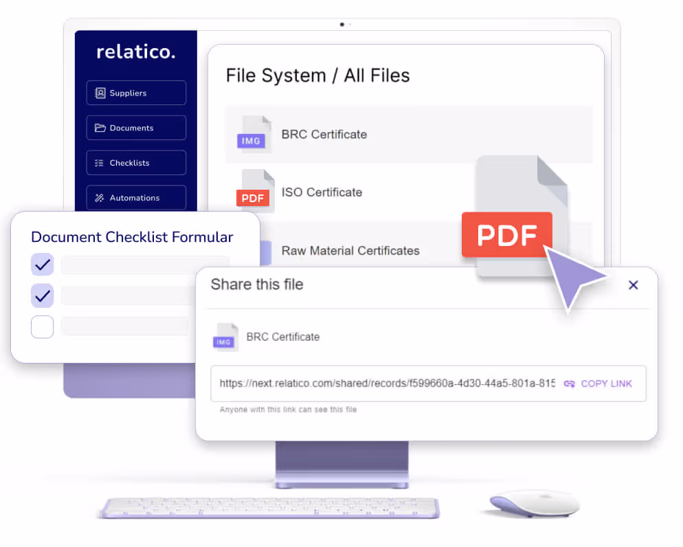 Exemplo das funções de documentação da cadeia de suprimentos do Relatico. Relatico é um software de gerenciamento Lieferant . Esse software pode ser usado para LKSG, CSDDD e muito mais.